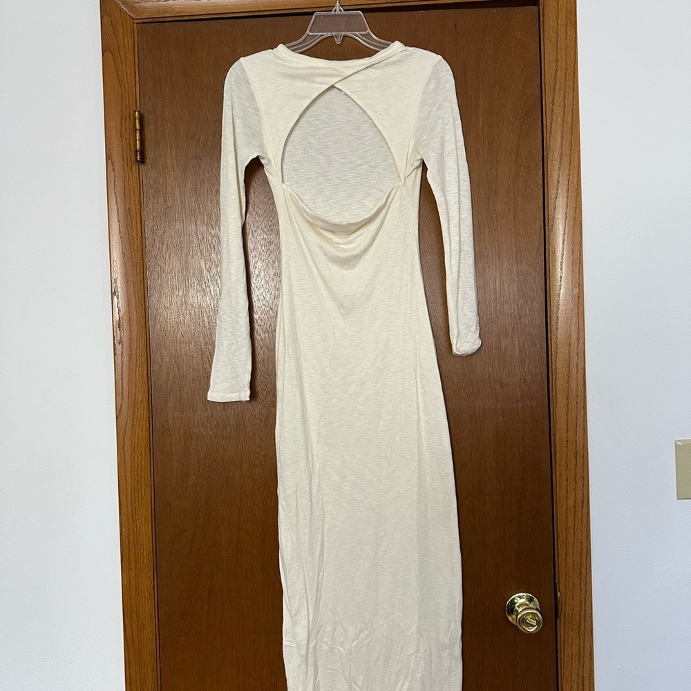 The Line by K Cream Backless Long Sleeve Dress